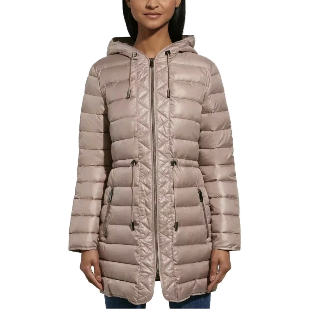 NWT Kenneth Cole Ladies' Quilted Anorak Jacket‎ Puffer Light Brown Small